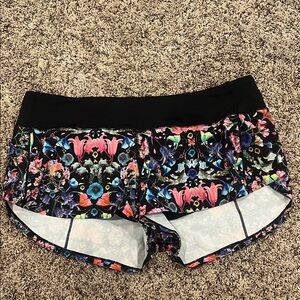 lululemon athletica Black Floral Print Athletic Shorts